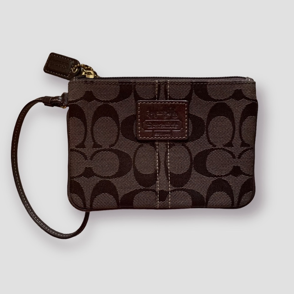 COACH Classic Brown Monogram Wristlet